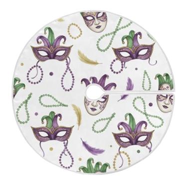 Imagem de ATTX Saia de árvore com máscara de carnaval de 118 cm – decoração festiva para festas de ano novo e carnaval #87