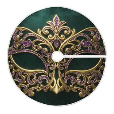 Imagem de ATTX Saia de árvore com máscara de carnaval de 90 cm – Decoração festiva para festas de ano novo e carnaval #103