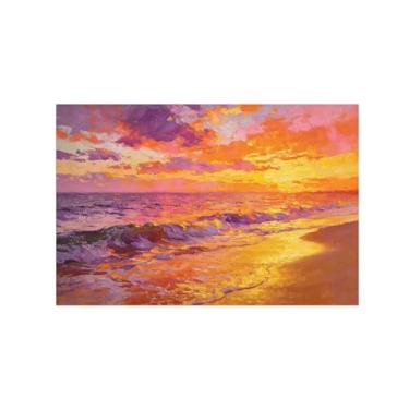 Imagem de Impressão em tela de paisagem de arte de parede - Praia do mar - Pintura de decoração - Imagens para sala de estar quarto 30 x 45 cm 12 x 18 pol sem moldura