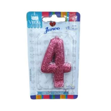 Imagem de Vela Aniversario Live Colors Com Gliter Pink N4 Junco