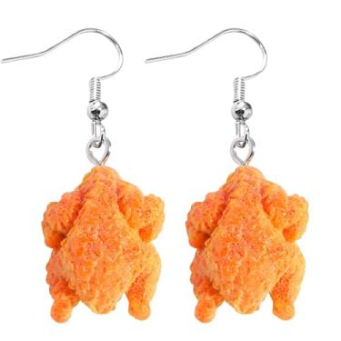 Imagem de TIANBANGSHI Brincos femininos engraçados de comida simulada de resina criativa com perna de frango frito, cauda de camarão, batatas fritas para mulheres, joias e presentes, Small, Resina, Sem pedra