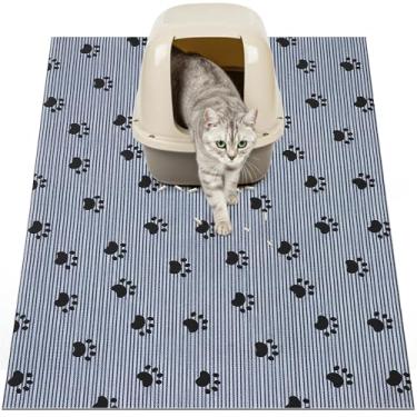 Imagem de Saillong Tapete de areia para gatos GG 91 cm x 71 cm, superfície absorvente de poliuretano e fundo de silicone impermeável, à prova de urina, antiderrapante, fácil de limpar para caixa de areia, macio
