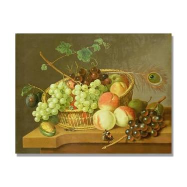 Imagem de NHLDZYH Vintage Fruta Ainda Vida Tela Retro Frutas Motivo Estilo Country Decoração de Parede para Cozinha e Sala de Jantar. B07. 30 x 40 cm. Apenas Tela