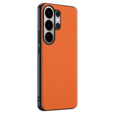 Imagem de LTLMYDAM Capa de couro vegano para Samsung Galaxy S26 Ultra/S26 Plus/S26, capa de telefone fina masculina e feminina minimalista à prova de choque com borda macia, laranja, S26 Ultra
