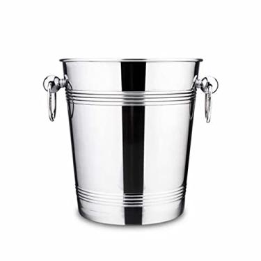 Imagem de Recipiente de gelo Baldes de gelo de 5L para festas em casa, material de aço inoxidável com face espelhada, balde de champanhe bem feito mantém o gelo congelado por mais tempo, para festa de Natal