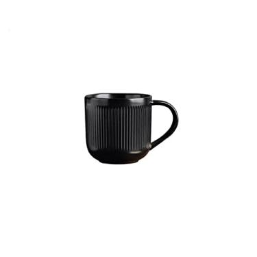 Imagem de KEG801302 Xícara de café simples moderna de 400 ml, cor sólida, copo de cerâmica, para casa, escritório, alta beleza, copo de água, chávena de chá (preta)