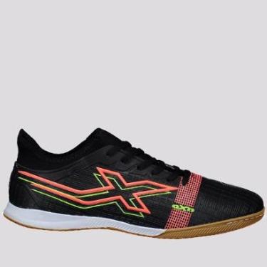 Imagem de Chuteira Oxn Velox 4 Neo Futsal Preta e Laranja-Masculino