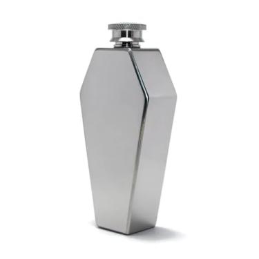 Imagem de Mini cantil de 100 ml, formato personalizado, aço inoxidável, portátil, viagem, vinho, bar, suprimentos para presente (prata)