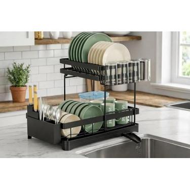 Imagem de Escorredor de Louça Grande em Aço com Bandeja e Dreno Inteligente - K8