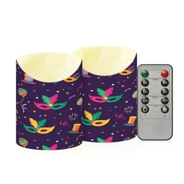 Imagem de Wassud Pacote com 2 balões de carnaval velas sem chama com controle remoto, velas realistas cintilantes com temporizador, velas decorativas para Natal, casamento, festa, decoração de casa pequena