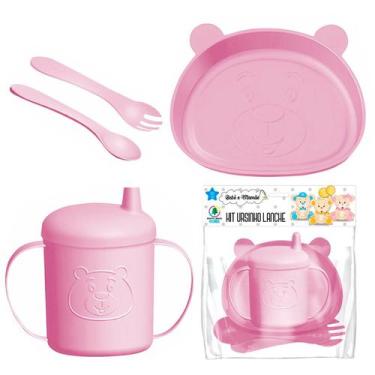 Imagem de Kit Refeição Alimentação Infantil Com Copo Prato E Talheres 4 Peças - 