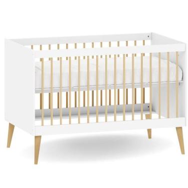 Imagem de Berço Americano 2 em 1 Retrô  Branco com Carvalho Malva - Quater
