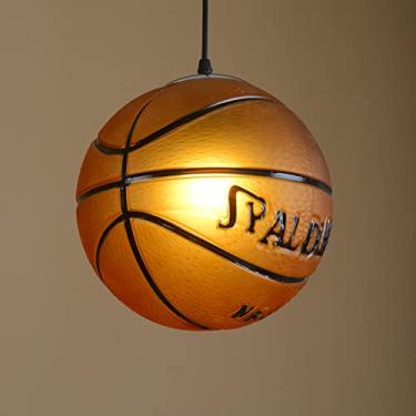 Imagem de Luminária Pendente em Formato de Basquete, Moderna e Criativa com Cúpula de Vidro, Lustre de 30 cm com Cesta de Basquete para Sala de Jogos, Quarto Infantil, Jardim de Infância e Decoração d