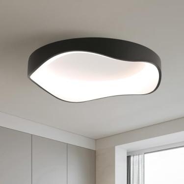 Imagem de Luminária de teto LED moderna, regulável e minimalista, preta, 50 cm, 3000K-6500K, proteção para os olhos, ideal para sala de estar, quarto, cozinha e corredor.