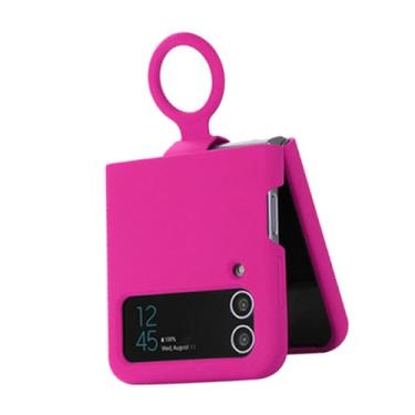 Imagem de Jiawu Slim Fit Capa de Telefone à Prova de Choque para Z Flip 3 5G 2021 Modelo Anti Arranhões Capa de Telefone de Carregamento Sem Fio (Rosa Vermelha)