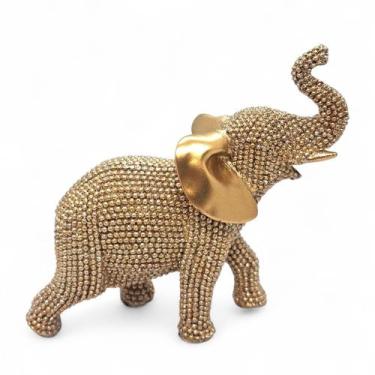 Imagem de Estátueta Elefante Dourado com Detalhes Brilhantes 11 cm - Flash