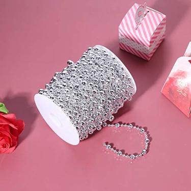 Imagem de Luqeeg Corda de Contas de Pérola Falsa Brilhante de 20m para Decoração DIY Em árvore de Natal, Casamento, Dia Dos Namorados - Ouro/prata 65,6 Pés ABS Pérola Falsa (Prata)