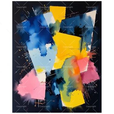 Imagem de TAOPAOLAB Kit de pintura abstrata por números para adultos – Pintura de blocos geométricos coloridos DIY em tela 30 x 40 cm, conjunto de tinta acrílica emoldurada, adequado para iniciantes, arte para