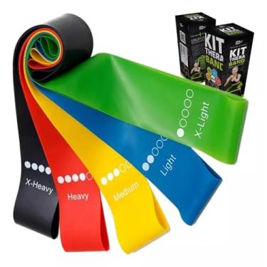 Imagem de Kit 5 Faixas Elásticas Mini Band Exercícios | Elástico Extensor Funcional Yoga e Pilates com Bag ‍