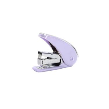 Imagem de Grampeador de escritório, compacto, elegante, suave, portátil, portátil, estável, design de mesa com refil transparente, visibilidade, roxo