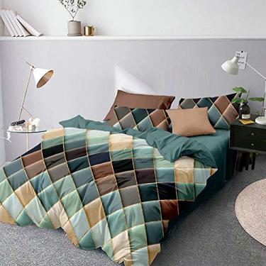 Imagem de Conjunto de capa de edredom macio listrado texturizado, conjunto de cama com fronhas - jogo de cama solteiro/casal, lençol com elástico moderno, estampa listrada dourada, colcha verde 200230 cm (verde