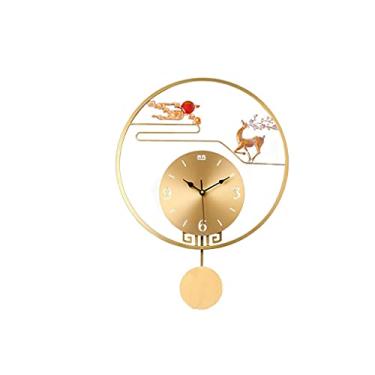 Imagem de Relógio de parede novo estilo chinês relógio de parede cobre casa sala de estar quarto decoração de parede mudo relógio de parede oco número 19,09 polegadas decoração relógio (tamanho: B1) ()