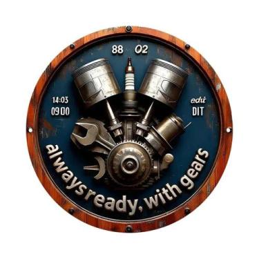 Imagem de Placa De Metal Retro Azul Laranja Com Motor V8, Decoração De Garagem C