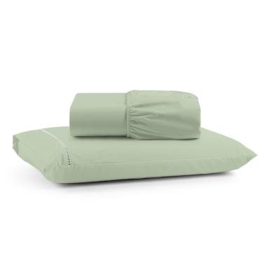 Imagem de Jogo Cama Lençol Bali Solteiro Percal 180 Fios 100% Algodão Ponto Palito 2 Peças - Verde