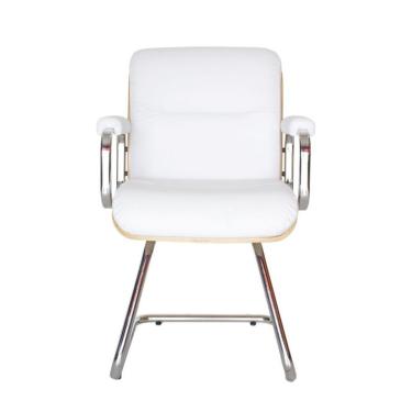 Imagem de Poltrona Eames Diretor Fixa Linha Capa em Madeira Branco