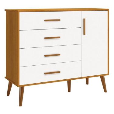 Imagem de Cômoda Infantil Isis 1 Porta E 4 Gavetas Branco/savana - Reller Móveis Branco/savana