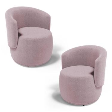 Imagem de Kit 02 Poltronas Decorativas Aisha Orgânica Bouclê Rosê - Abmaza