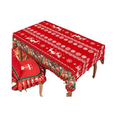 Imagem de Toalha De Mesa Com Padrão De Sino De Rena De Natal, Redonda E Retangul