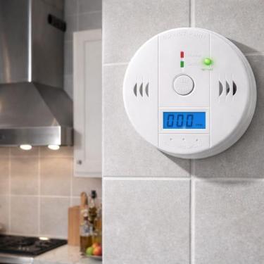 Imagem de Detector Fumaça Incêndio Digital Residencial LCD Bateria AA - A Casa d