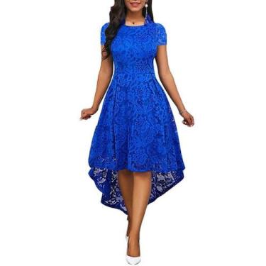 Imagem de Vestido Plus Size 71 Madrinha Formatura Renda Festa - ShoopWeb, M, Azu