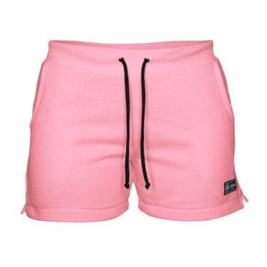Imagem de Short Moletom Feminino Com 2 Bolsos Fenda Lateral Básico Casual Treino-Feminino
