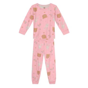 Imagem de Pijama Infantil Manga Longa Menina de Ursinho Rosa Brandili-Feminino