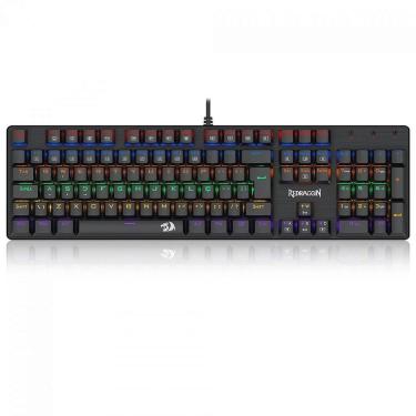 Imagem de Teclado Mecânico Gamer Redragon Valheim Rainbow, Switch Blue, USB, ABNT2, Full-Size, Black - Preto-Unissex
