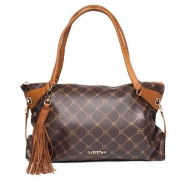 Imagem de Bolsa Feminina Rafitthy Tote Grande Monograma Marrom, Marrom, Único