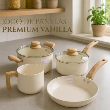 Imagem de Jogo de Panelas Antiaderente Revestimento Cerâmica Conjunto 4 Peças Al