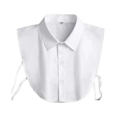 Imagem de Blusa Feminina Com Gola Falsa Destacável, Camisa Lisa Branca E Preta -