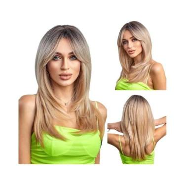 Imagem de Peruca Sintética Longa E Lisa Loira De Alta Densidade Para Mulheres, U