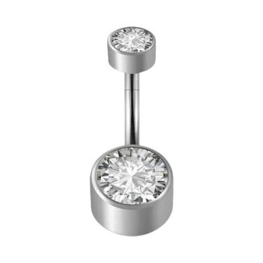 Imagem de Piercing De Umbigo Feminino Em Titânio 14G Com Pedra CZ Premium - Joia