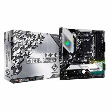 Imagem de Placa-Mãe ASRock B550M Steel Legend, AMD AM4, Micro ATX, DDR4, Preto - 90-MXBCU0-A0UAYZ-Unissex