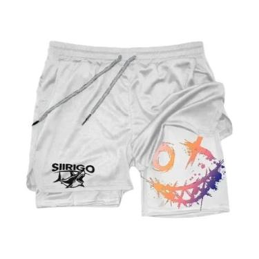 Imagem de Shorts De Corrida Masculinos Com Estampa De Rosto Sorridente, Secagem 