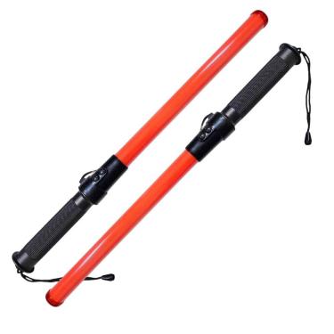 Imagem de Bastao Sinalizador Viario Kit 2 Uni Apito LED Pilha Sinalizador Transito Emergencia Obra Frentista Guarda Manobrista