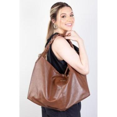 Imagem de Bolsa saco grande de couro liso Cassia-Feminino