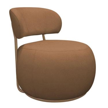 Imagem de Poltrona Decorativa Greta Base Giratória Ouro Fosco Bouclé Terracota - Nexta Casa