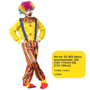 Imagem de Fantasia De Palhaço De Circo Adulto Para Apresentações De Palco, Hallo