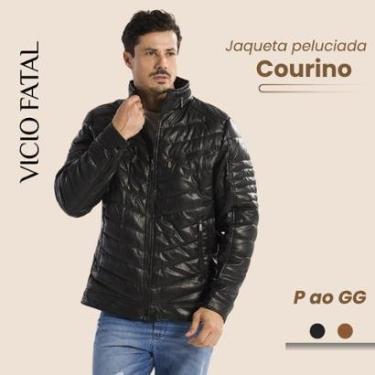 Imagem de Jaqueta Couro Masculina Forrada Casaco Impermeável Peluciada-Masculino