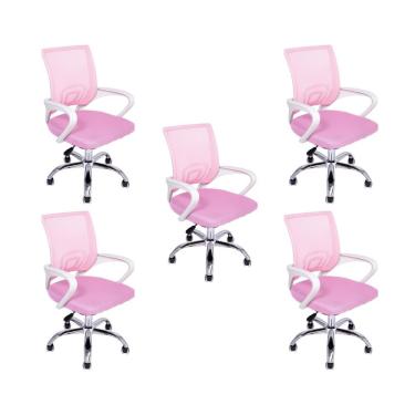 Imagem de Kit 5 Cadeiras De Escritório Begonia Ergonômico Rosa
